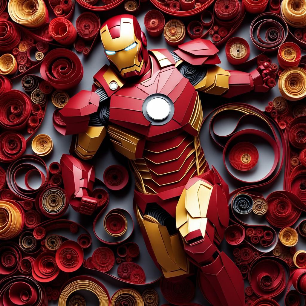 Iron Man Papercraft Quilling With Detailed Background