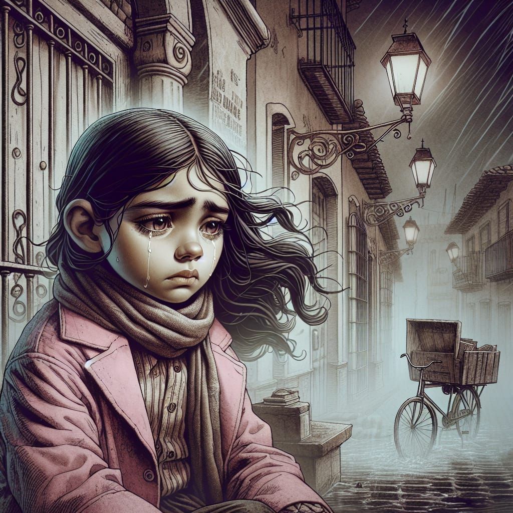 Sad Girl tears running down her cheeks