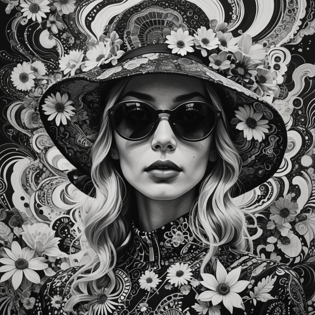 Psychedelic Portrait of Woman with Melting Textures