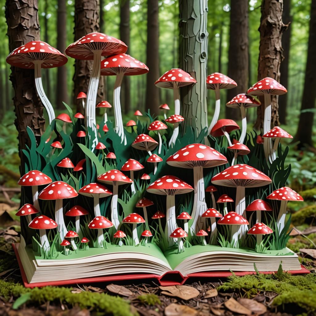 Enchanting Forest of Red Mushrooms Pop-Up Book