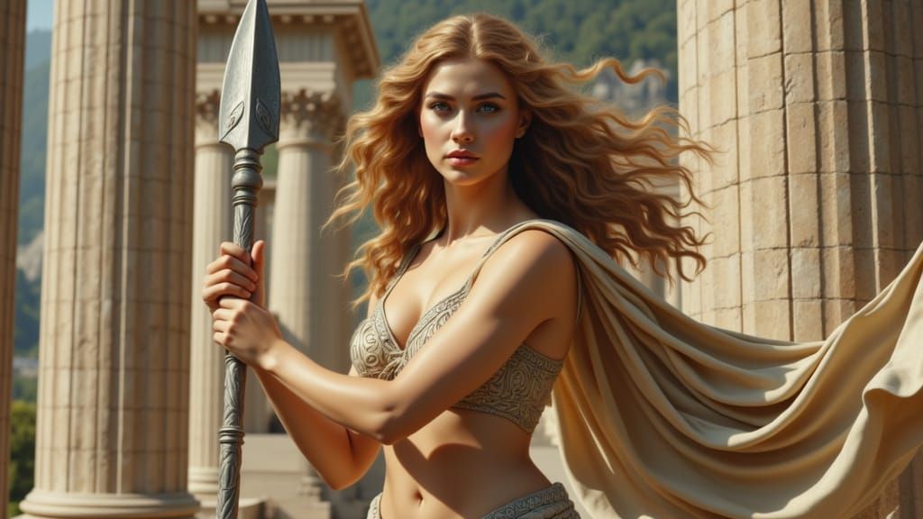 Dynamic Hercules Inspired Female Warrior in Ancient Greece