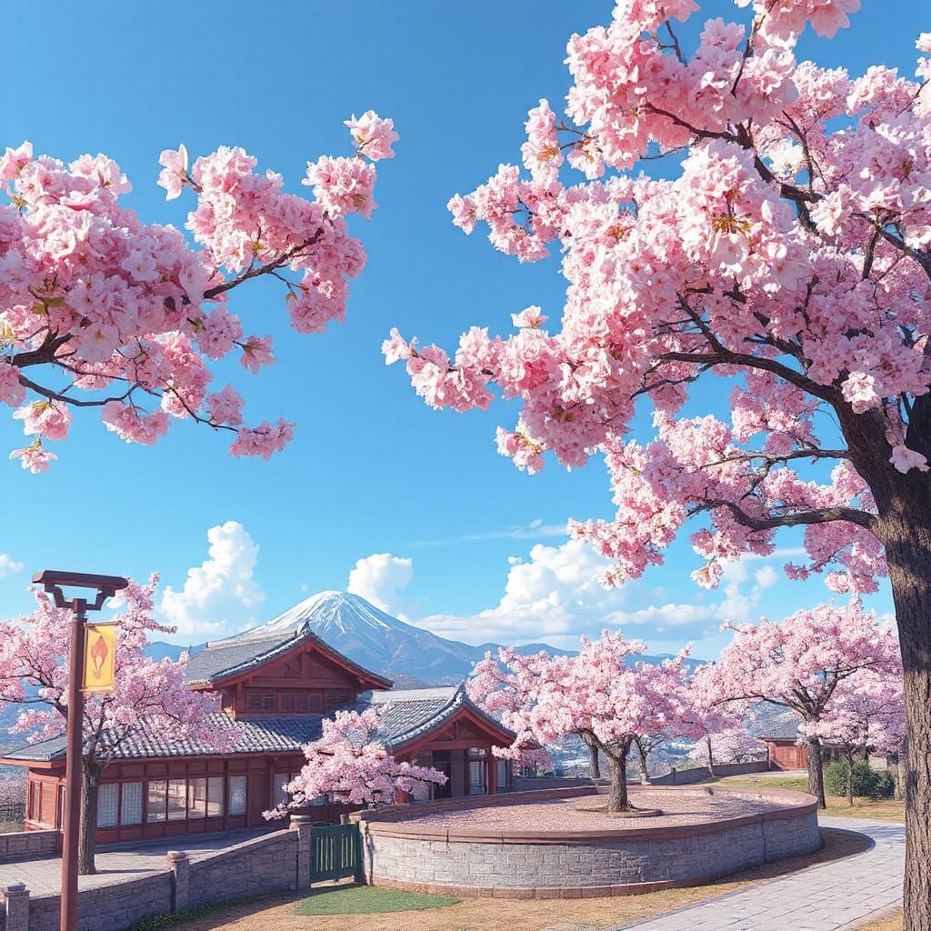 Anime-Inspired Cherry Blossom Concept Art in Ultrafine Detai...