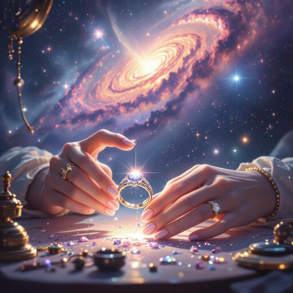 Celestial Jeweler Crafts Nebula Ring in Void Workshop