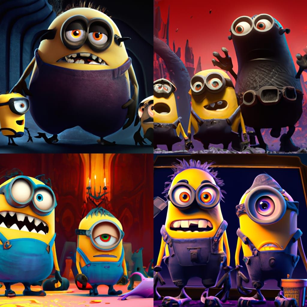 Minions as Dark Nosferatu in 3D Digital Art