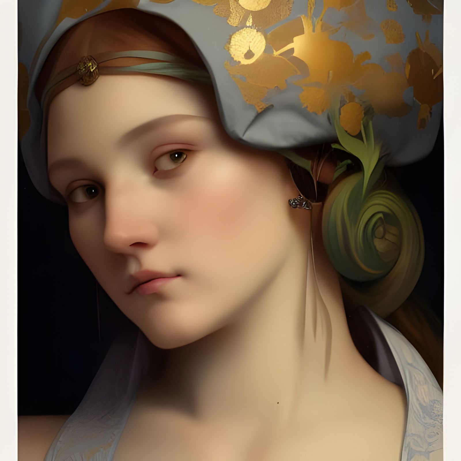 Cat in Renaissance Portrait Style, Detailed Art