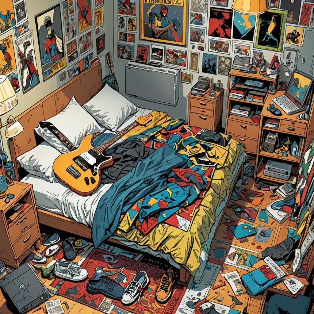 Detailed Comic Book Art of a Bedroom Scene