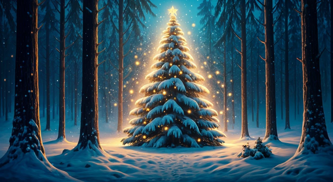 Enchanted Winter Wonderland in Impressionist Digital Art