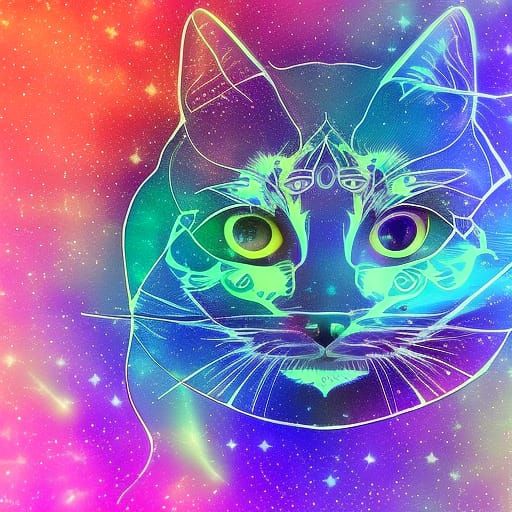Zodiac Cat in Holographic Astral Cosmic Style