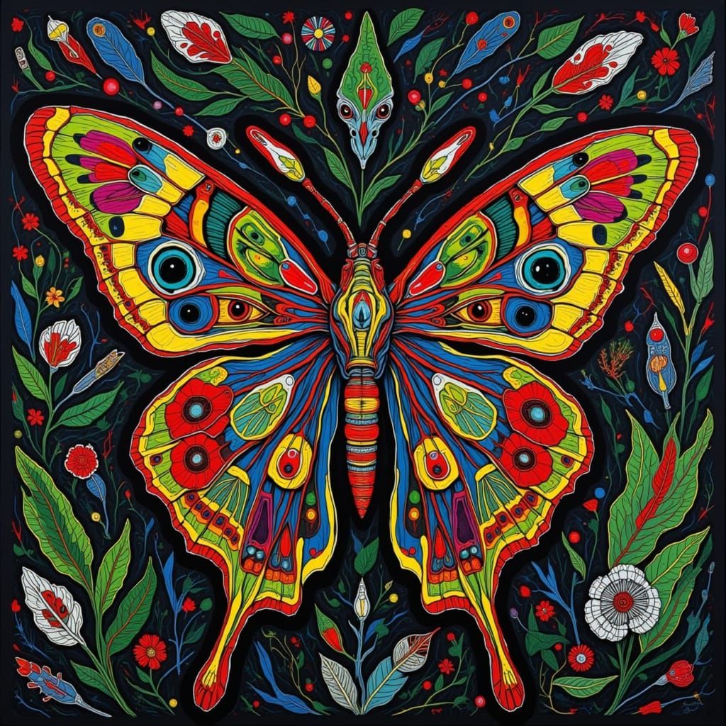 Giant Butterfly in Modern Art Glow Style