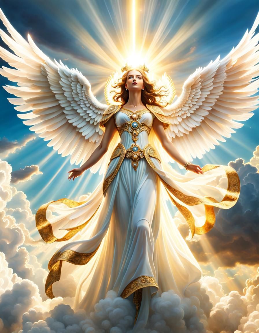 Epic Angel with Six Wings in Heaven