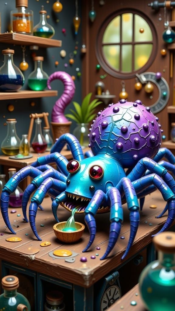 Magical Fae Creatures in a Whimsical Laboratory