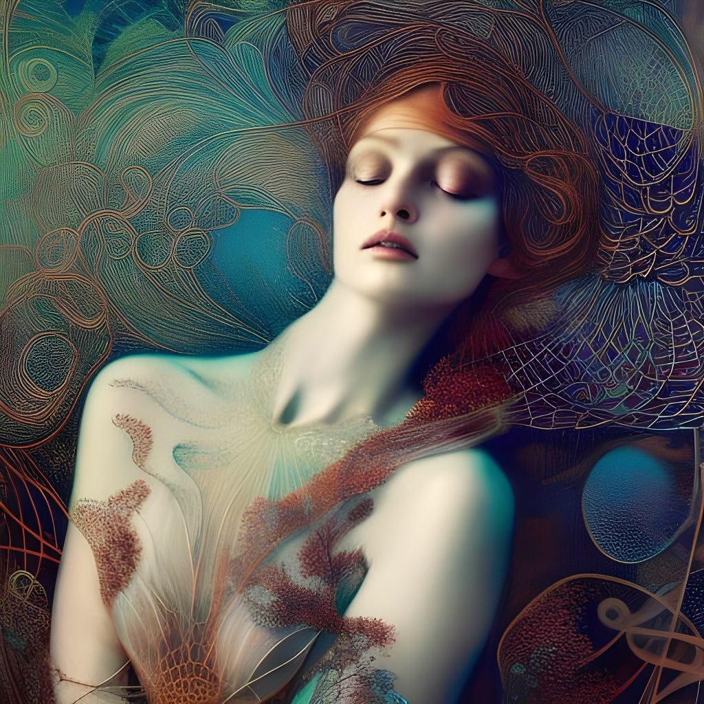 Ballerina Double Exposure Collage in Art Nouveau Style