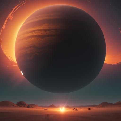 Dune Planet Sunset Over Alien Structure