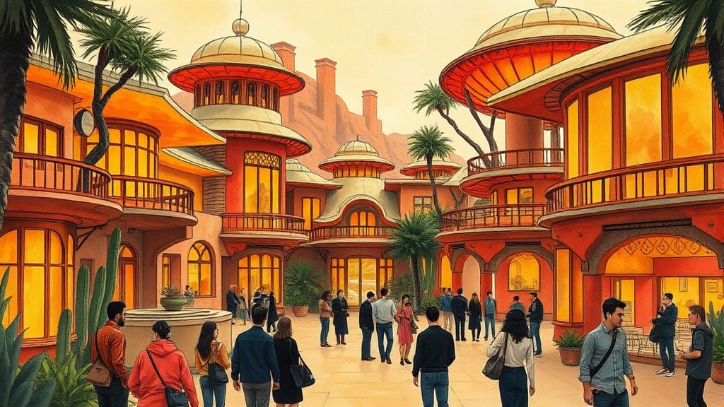 Elegant Solarpunk Oasis Inspired by Frank Lloyd Wright