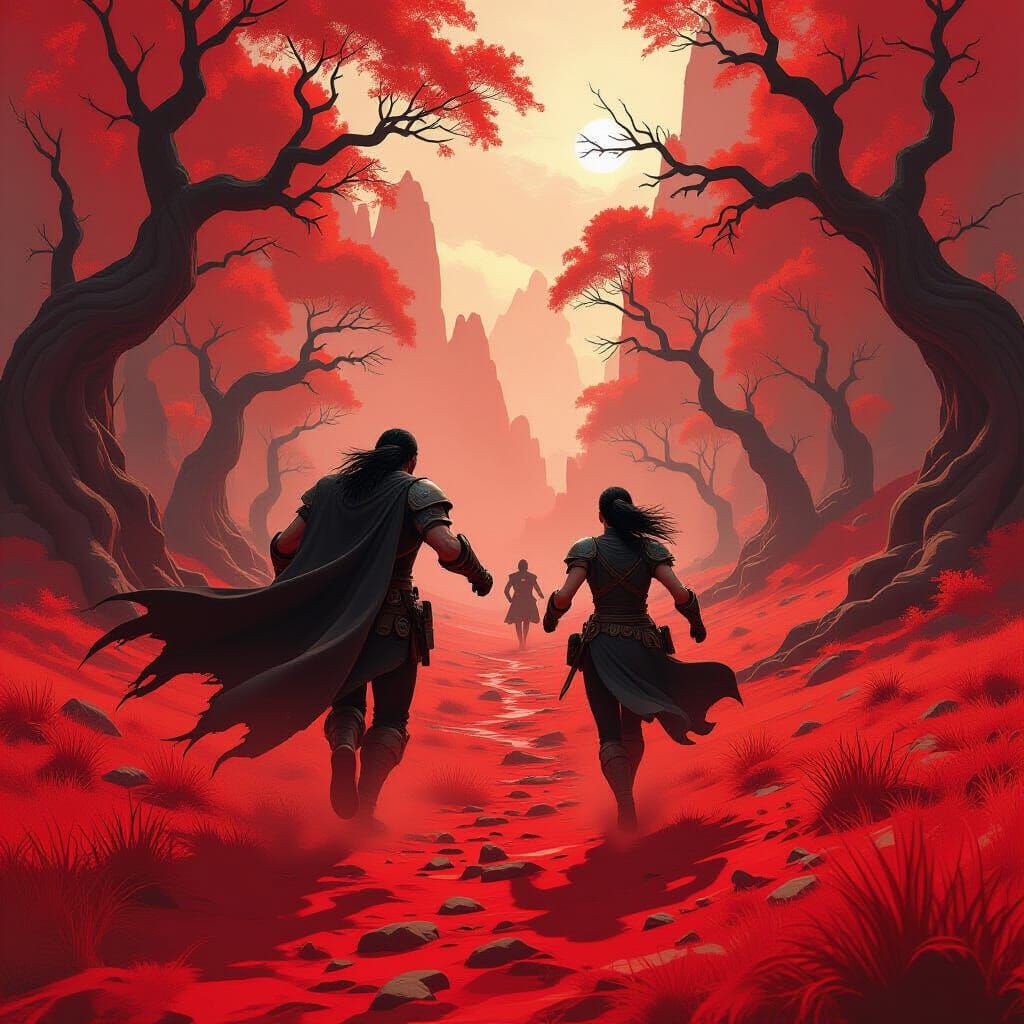 Warriors in Dystopian Landscape, Digital Concept Art