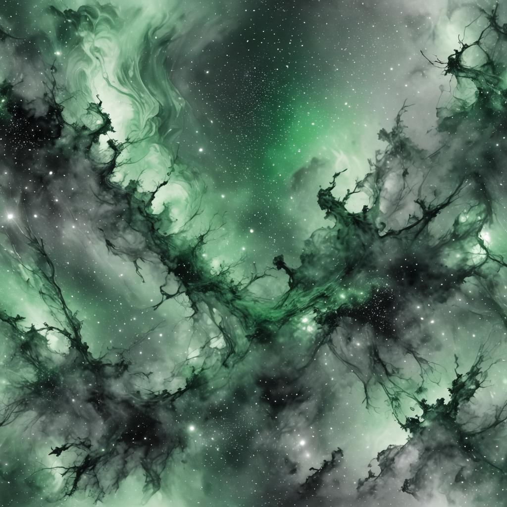 Ethereal Grayscale to Green Gradient Artwork