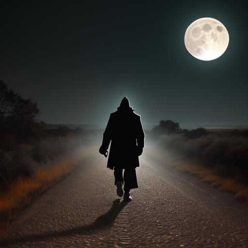 Eerie Neon Lit Road at Night in Autumn