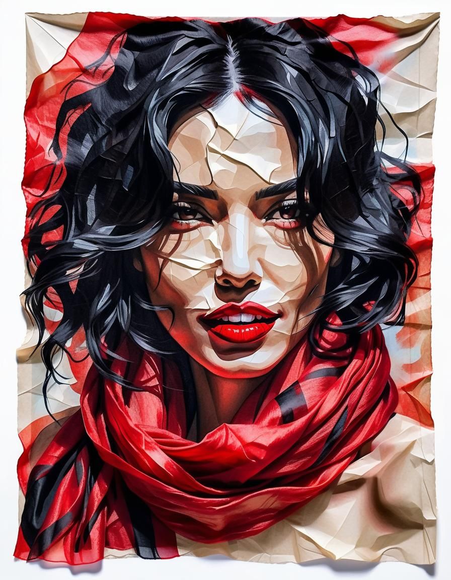 Woman with Red Highlights: A Tempera Painting