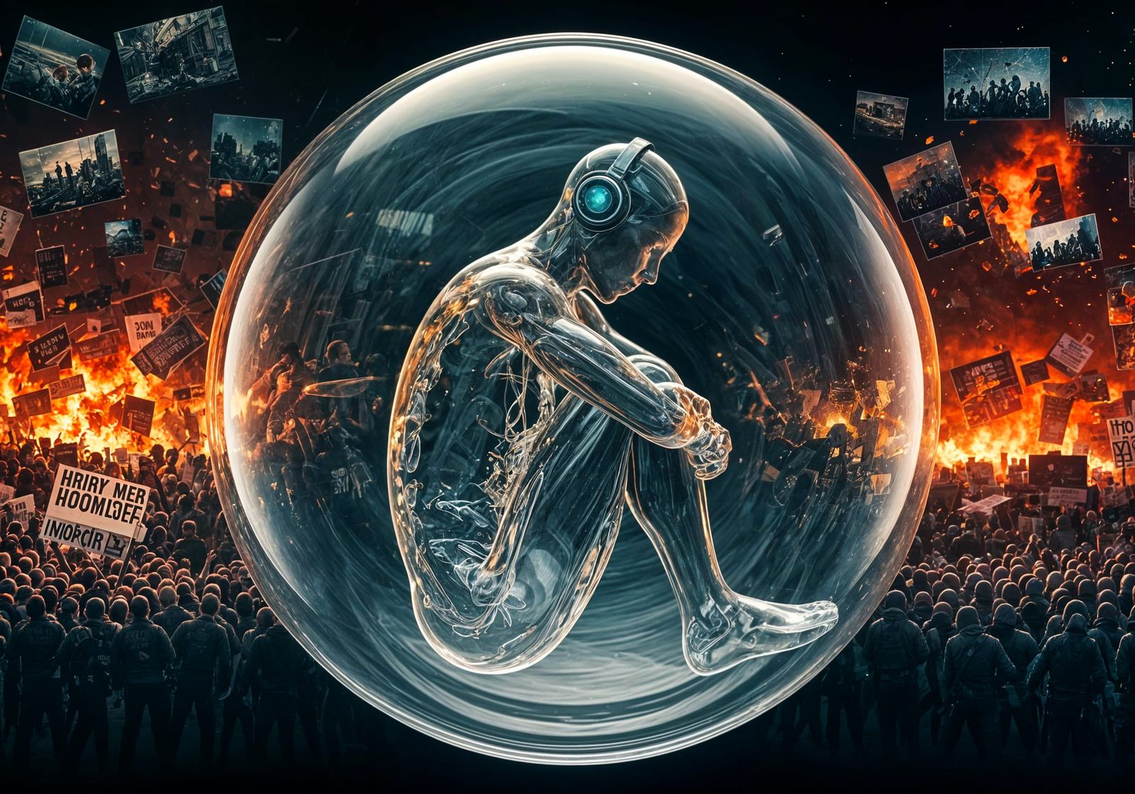 Glass Figure in Bubble Shielded from Chaos