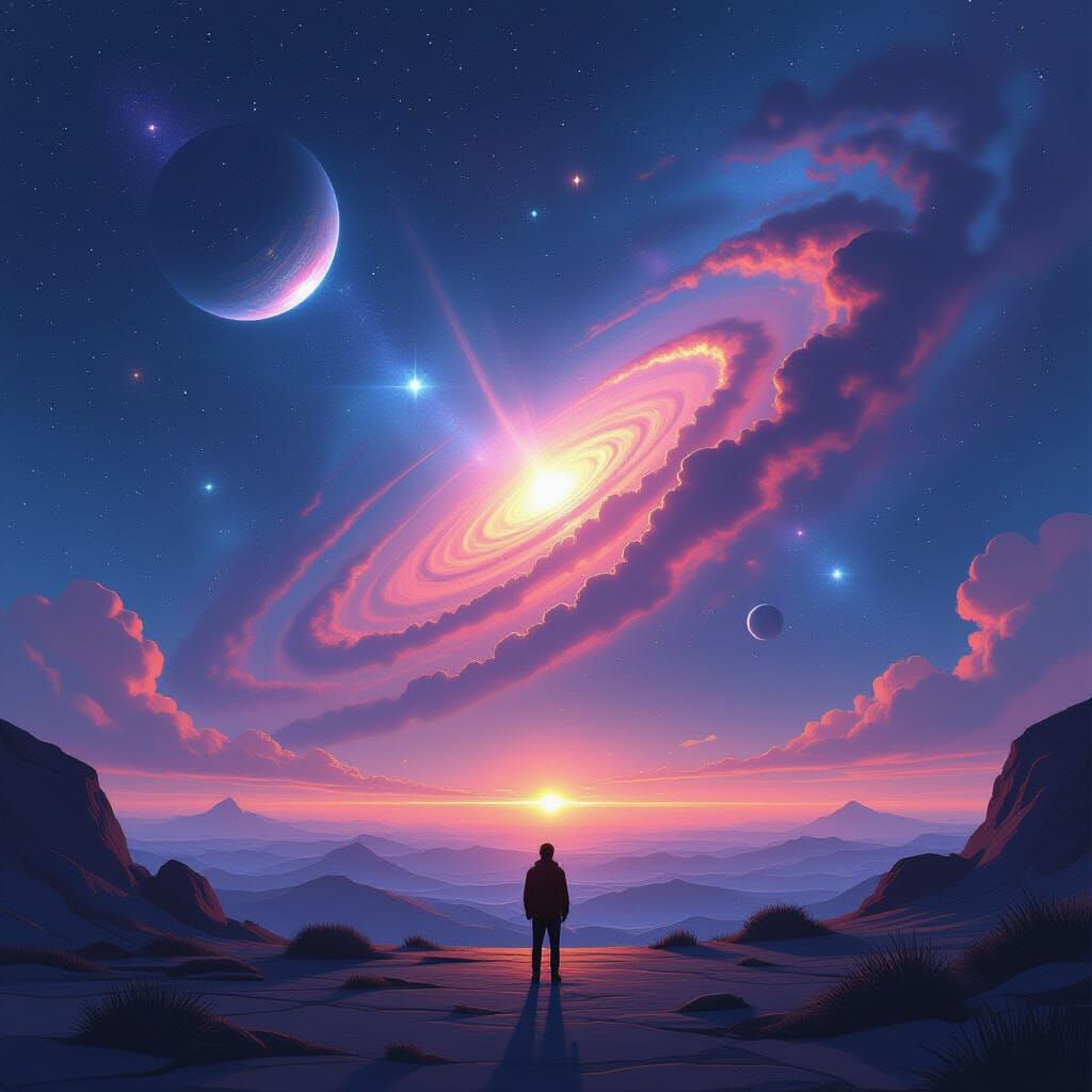 Cosmic Expanse in Dystopian Futurism Style