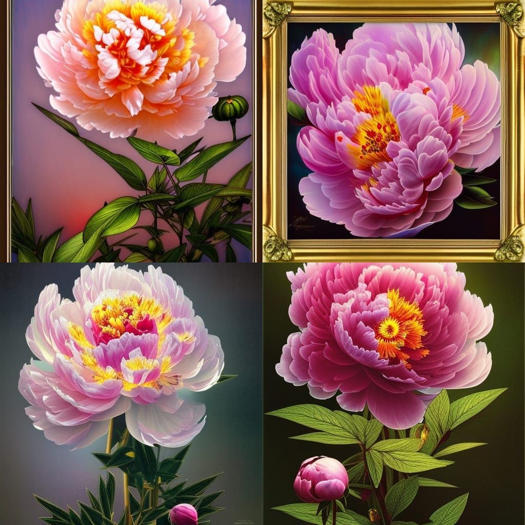 Backlit Peony with Dewdrops in Refracted Sunset Light