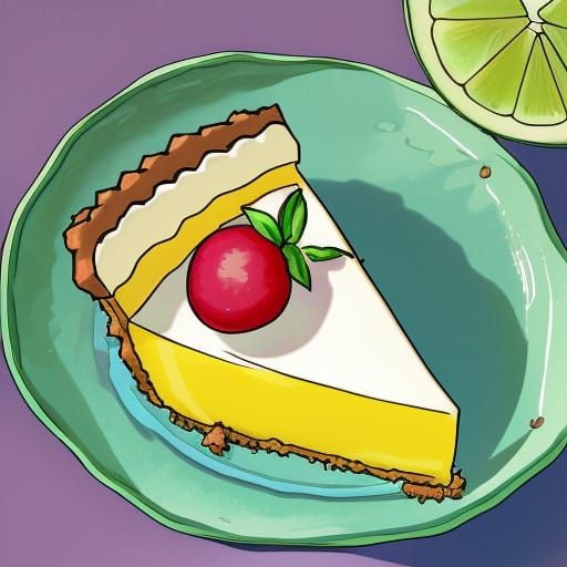 Key Lime and Lemon Pie in Anime Style