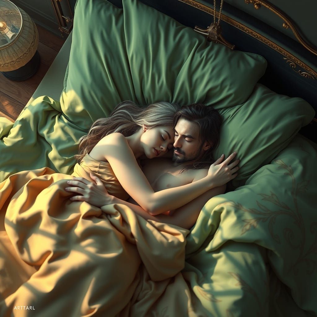 Serene Slumber in Lush Green Linen