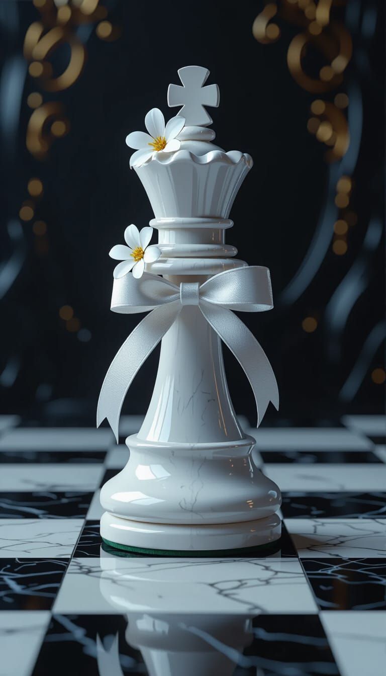 Chess Pawn with Flowers: Matte Painting Concept Art