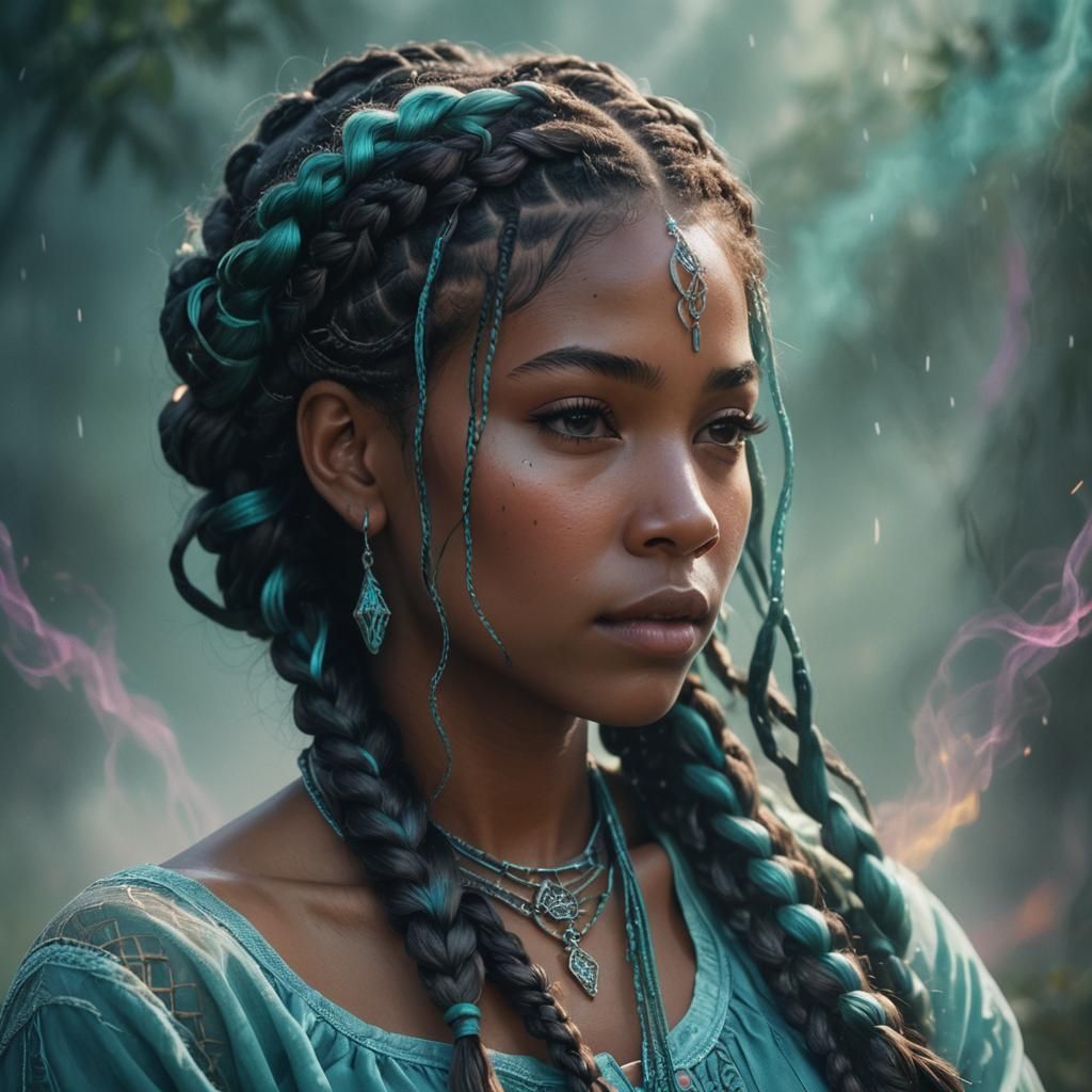 Braided Woman Portrait in Ilya Kuvshinov Style