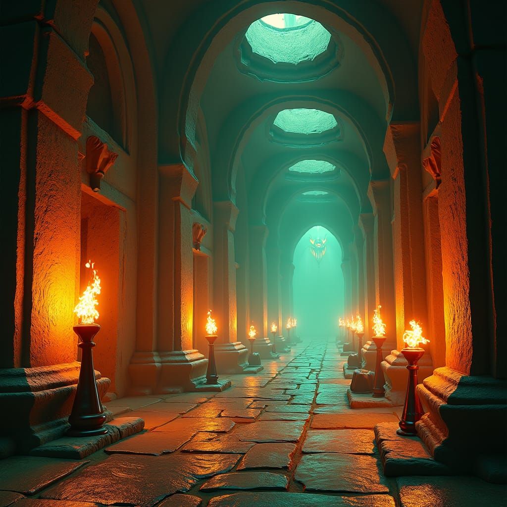 Mystical Hallway in Fantasy Concept Art Style