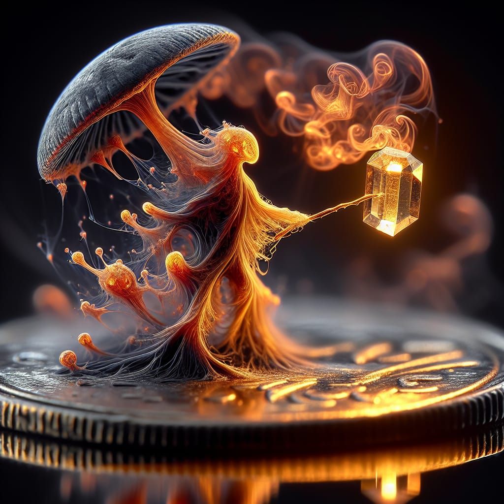 Mysterious Shadow Wisp Examines Fragmented Gemstone in Close...