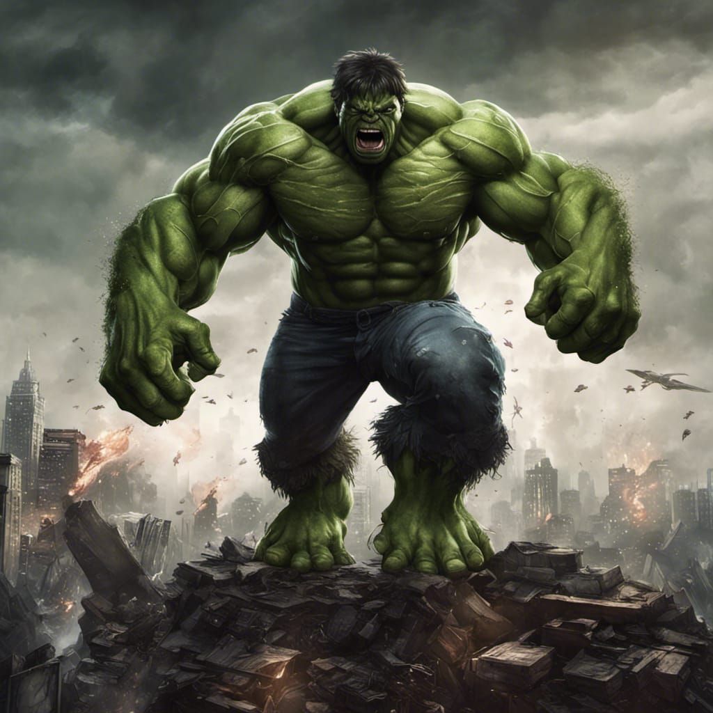 Angry Hulk in Digital Comic Book Art Style