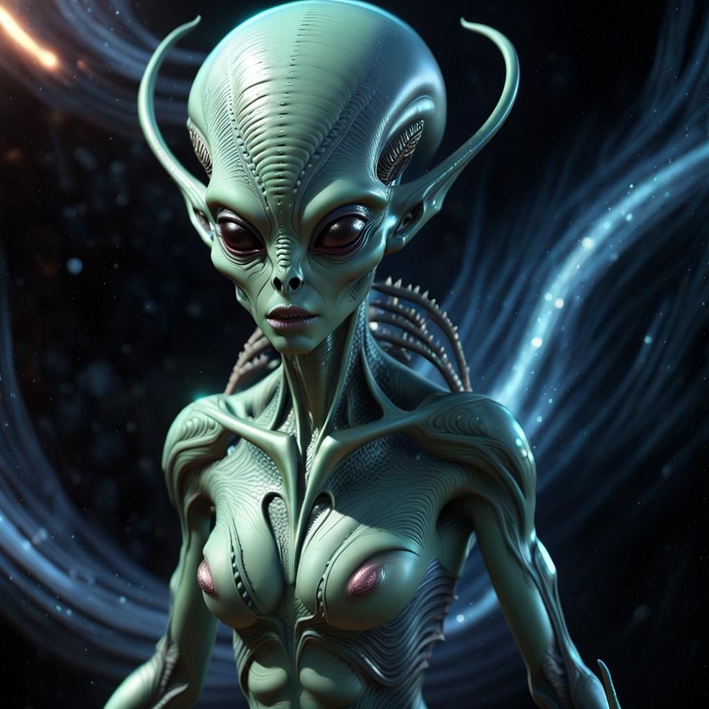 Exotic Alien Woman in Outer Space, Fantasy Art