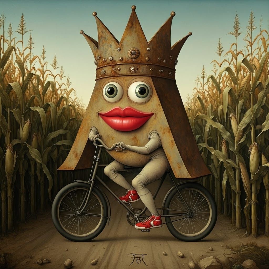 Medieval Steel Sculpture on a Bicycle