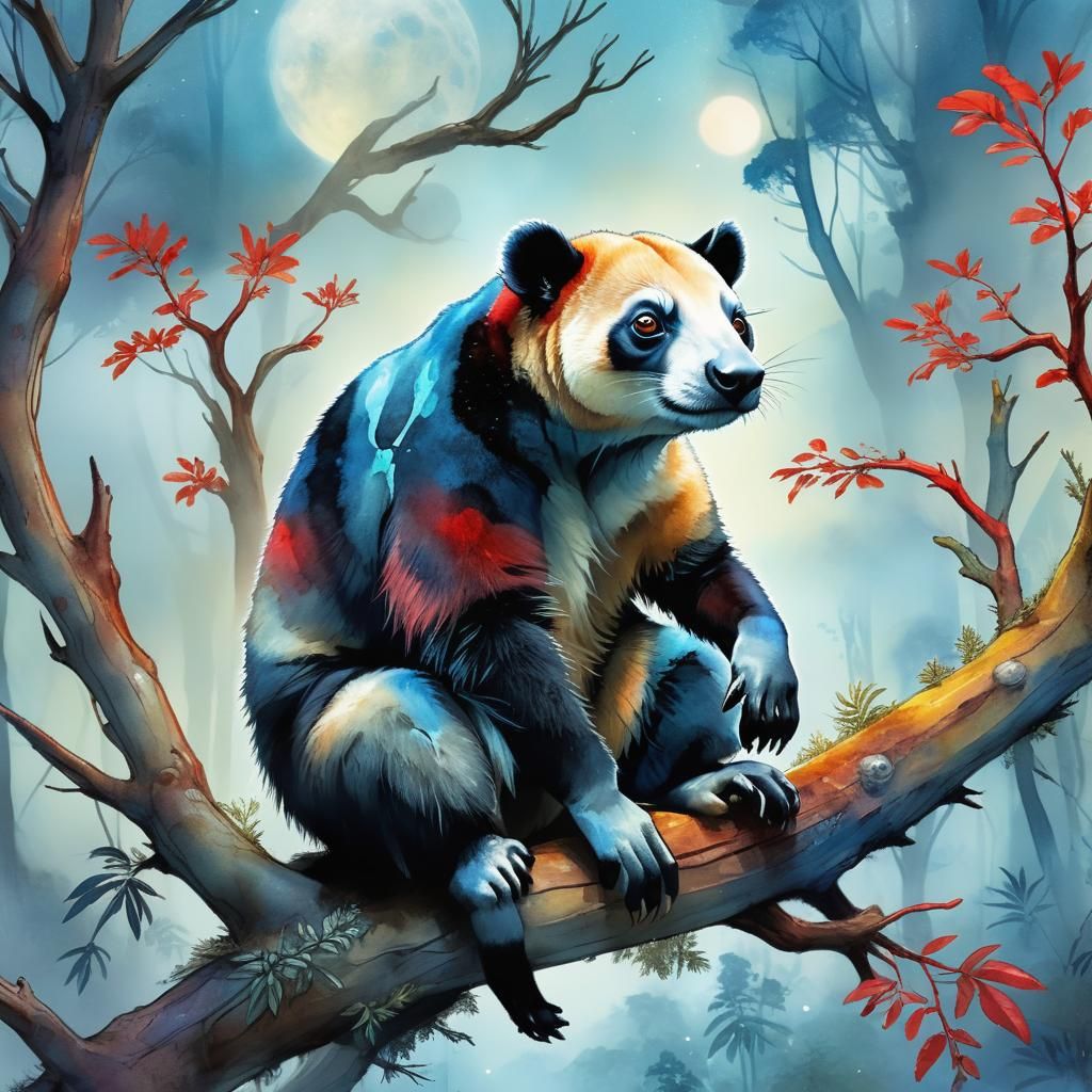 Exoplanet Alien Creature in Mixed Media Style