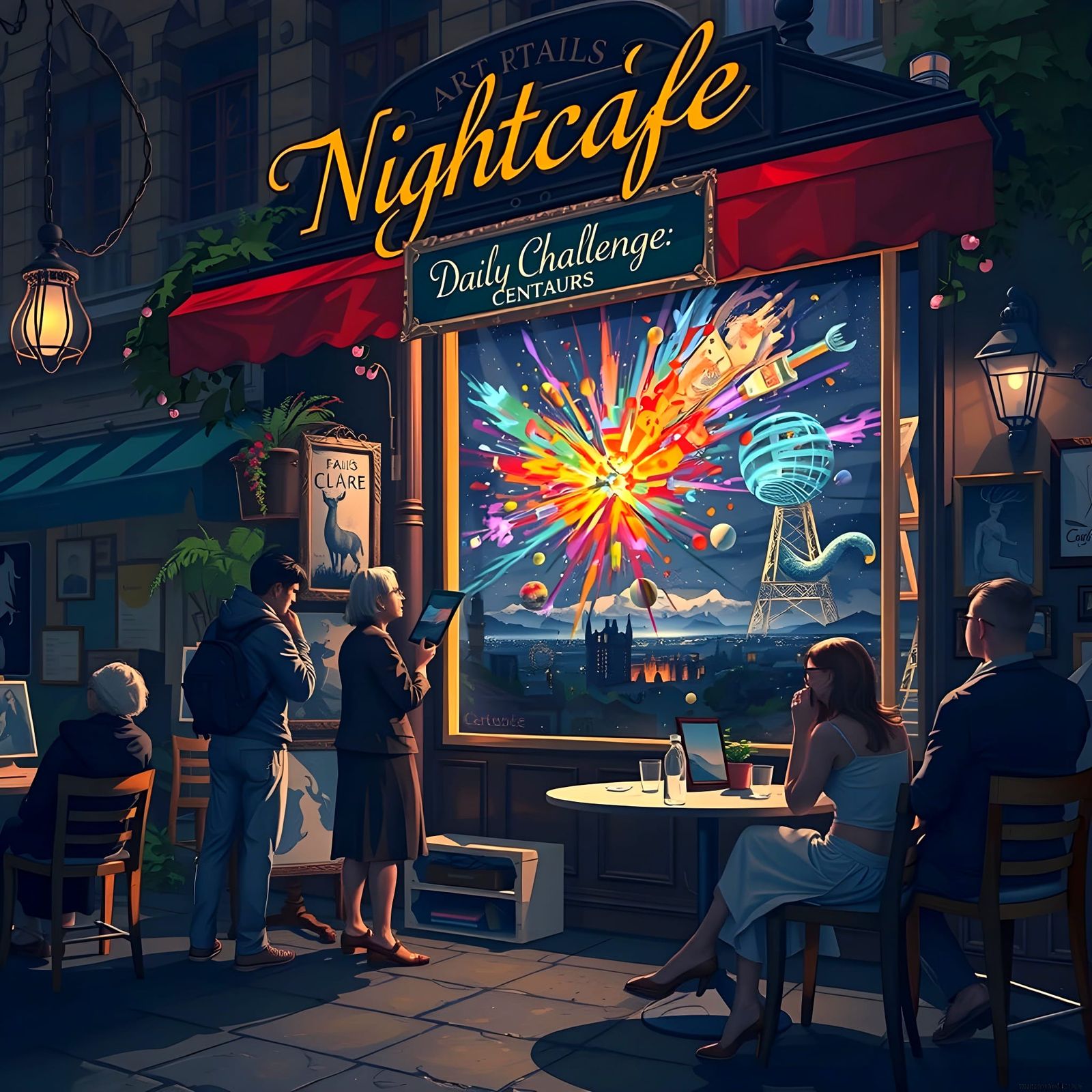 Parisian Night Cafe Gallery in Surreal Vibrance