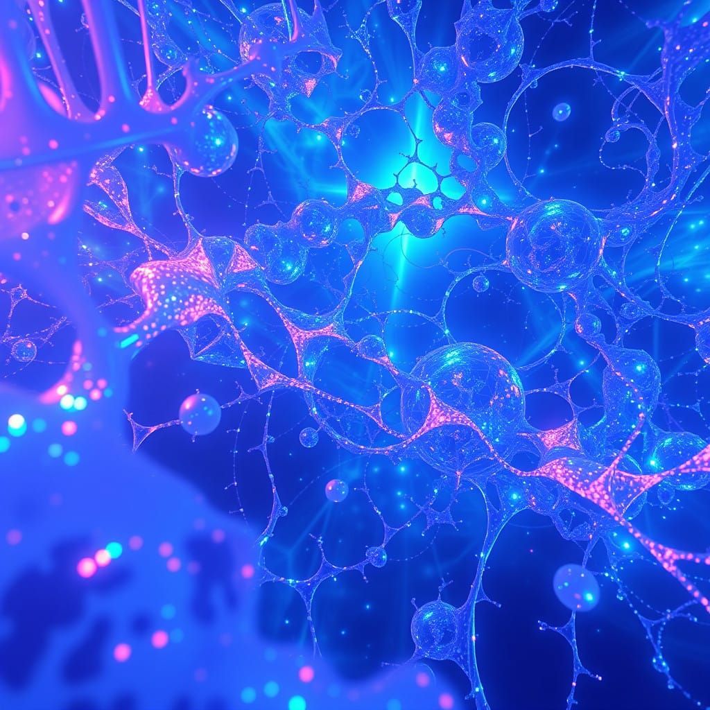 Cyberpunk Dreamscape with Iridescent Fractals