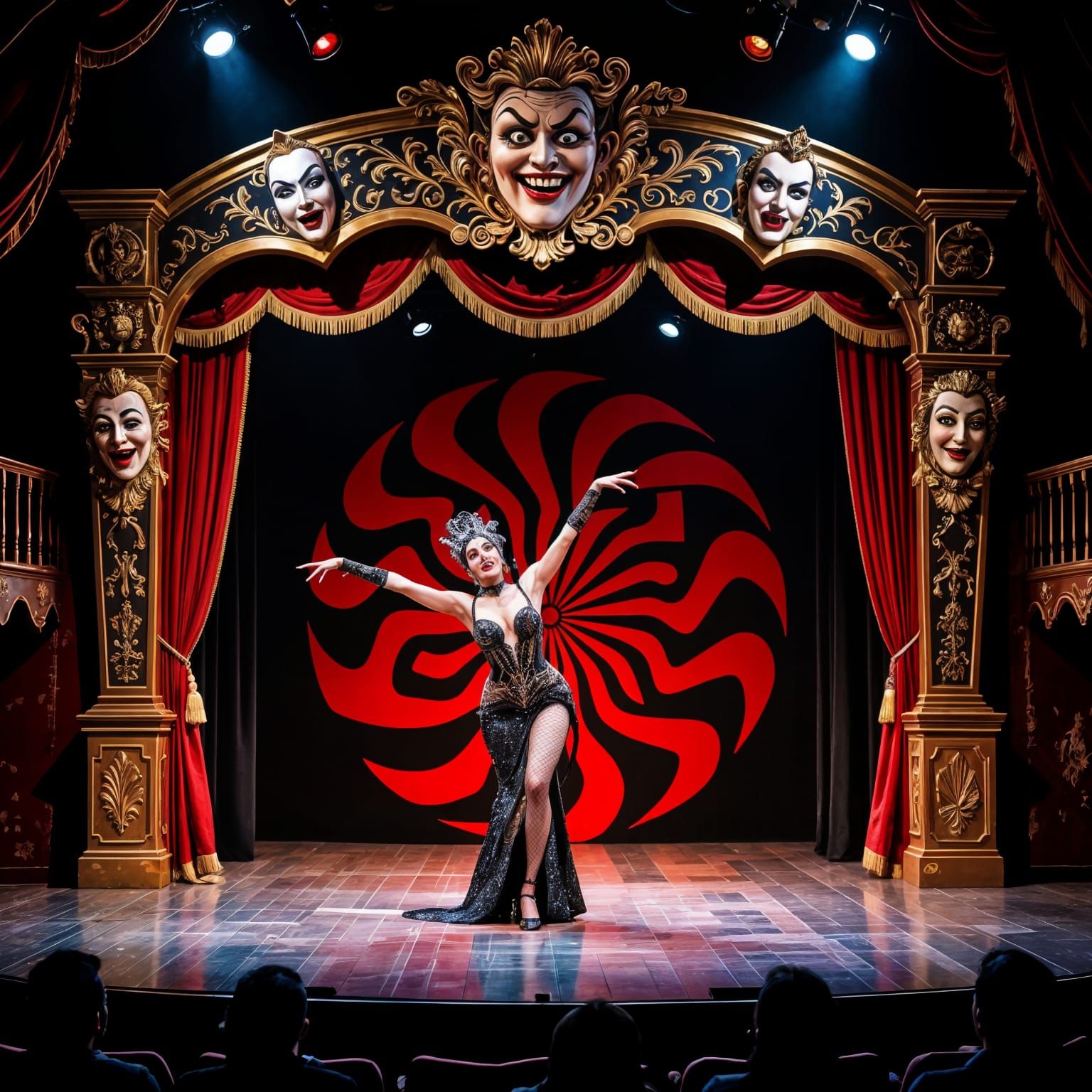 German Expressionist Sideshow Stage with Contortionist