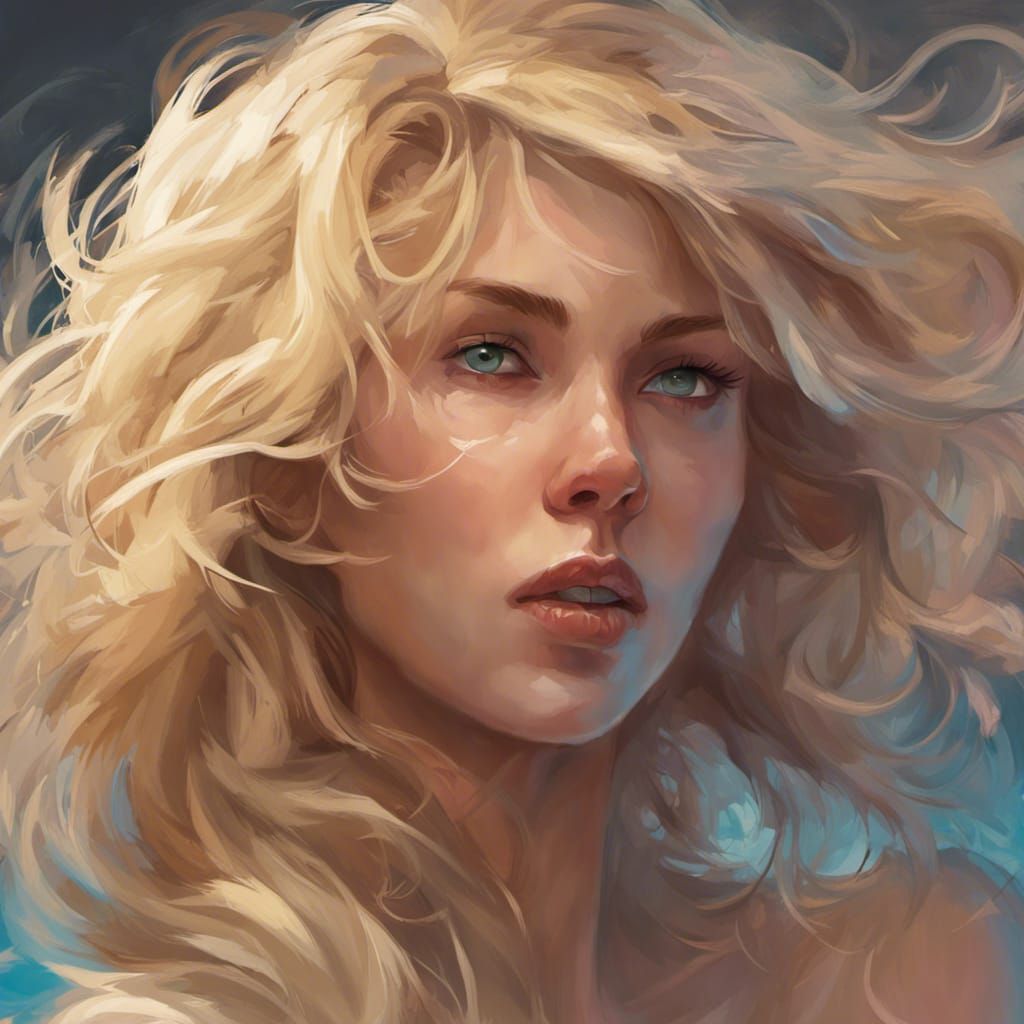 Detailed Portrait of a Hairy Blonde Woman