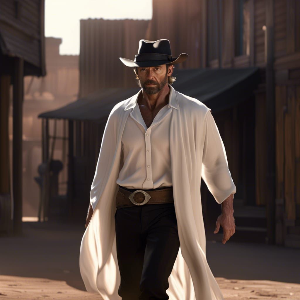 Hugh Jackman as Western Outlaw in Dodge City