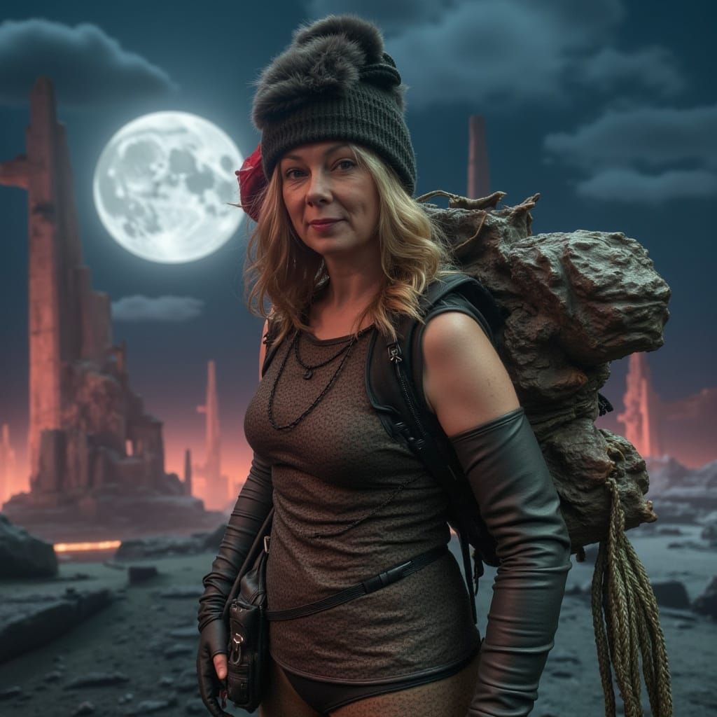 Tomb Raider Bounty Hunter in Futuristic Alien Landscape