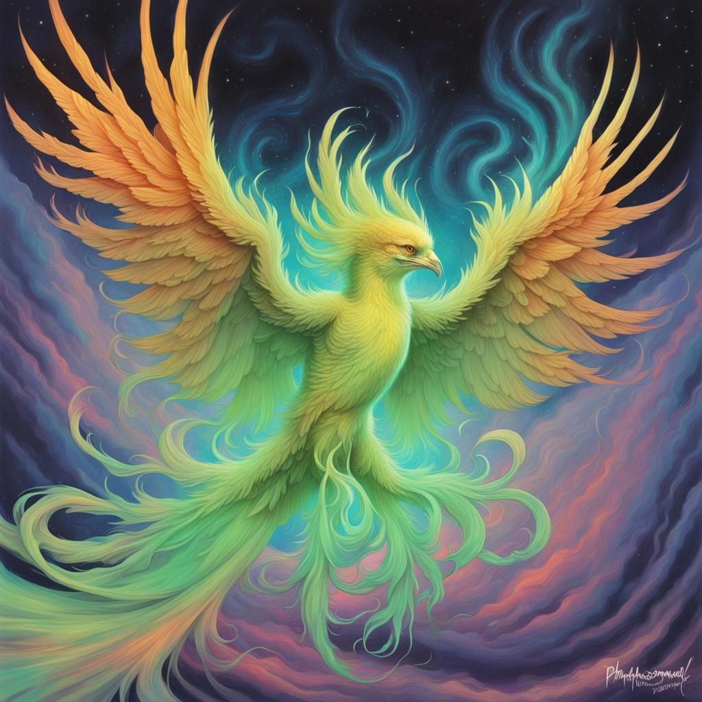Phosphorescent Phoenix in Phantasmagoric Style
