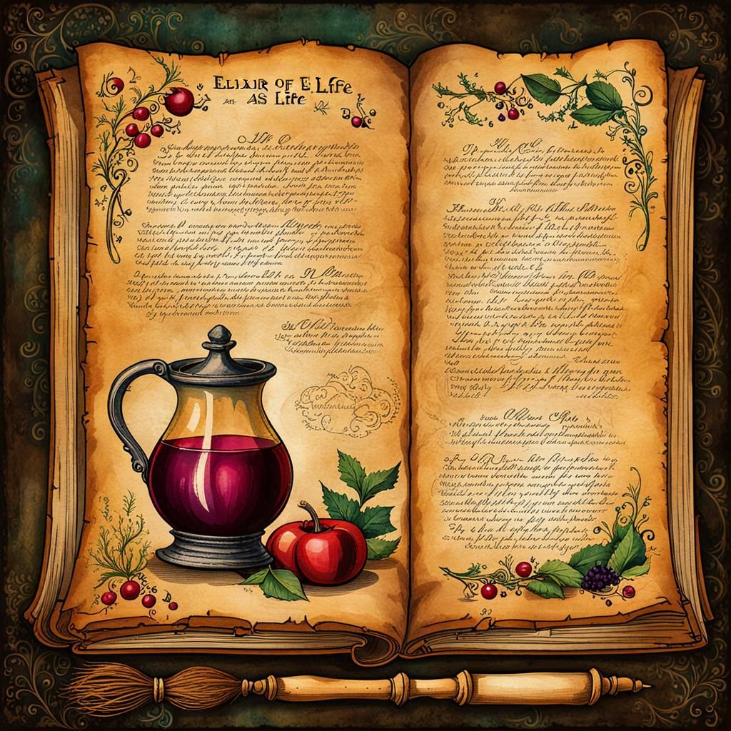 Elixir of Life Recipe in Colorful Illustration