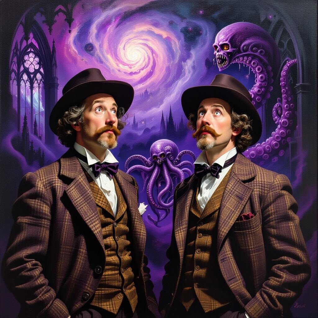 Baroque Academics Encounter Tentacled Entity in Nebula