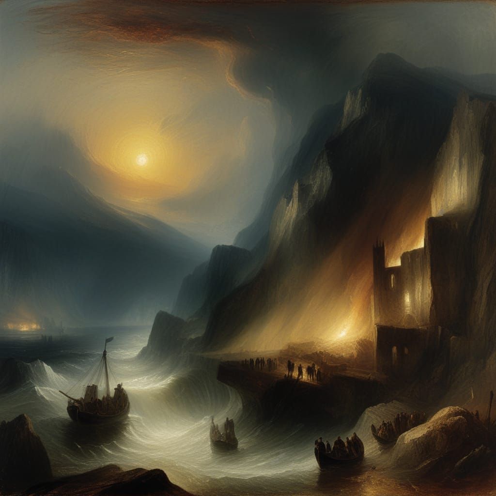 Grimdark Landscape in Dark Romanticism Style