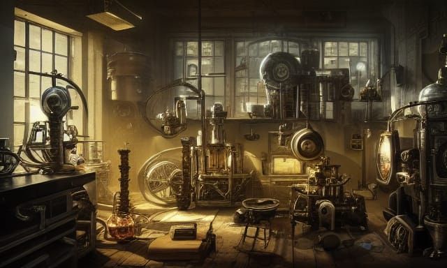 Steampunk Mad Scientist Lab in Striking Photo