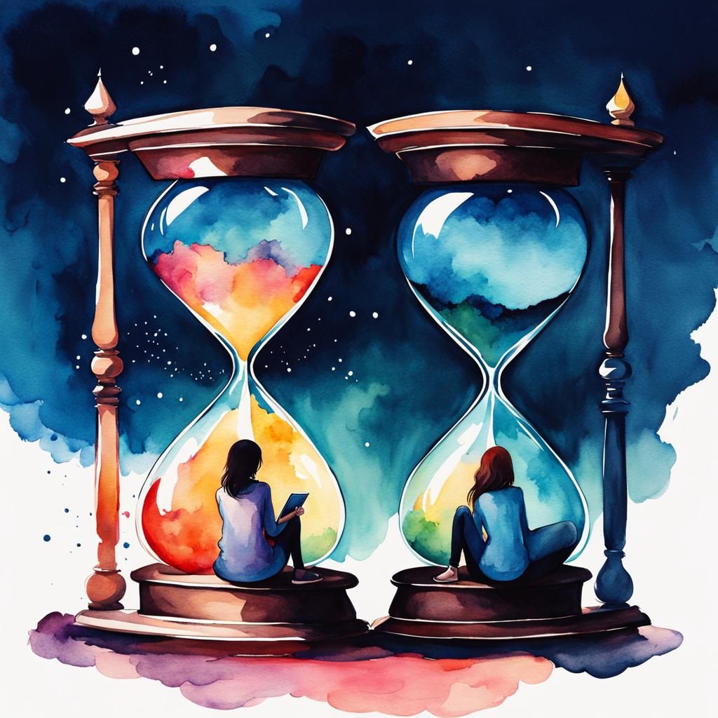 Girls Divided by Time: Watercolor Concept Art