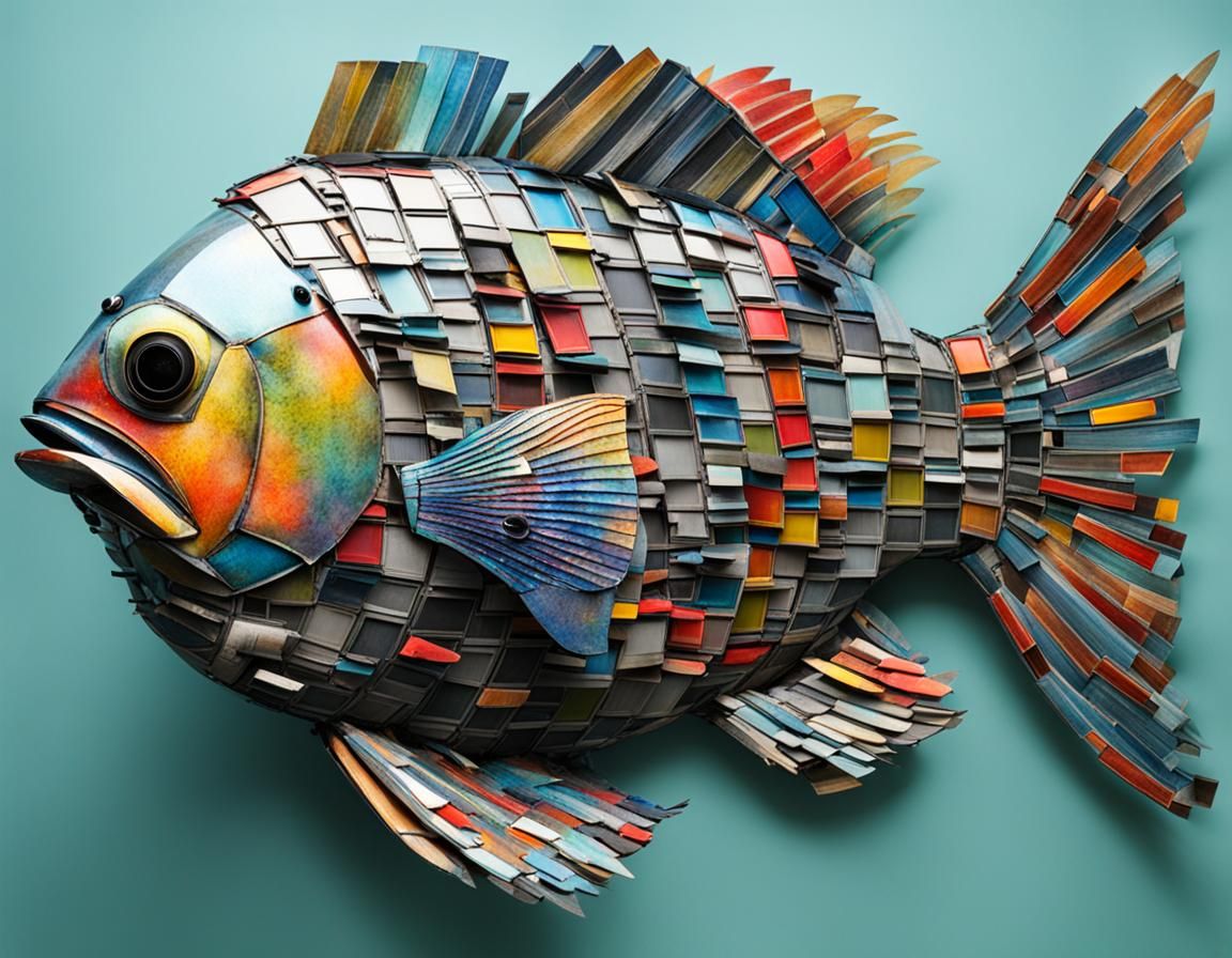Surreal Fish Made of Television Sets