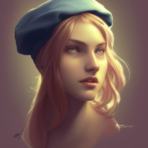 French Girl Portrait in Hyperdetailed Style