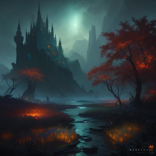 Detailed Microphotography of a Firefly in Fantasy Style